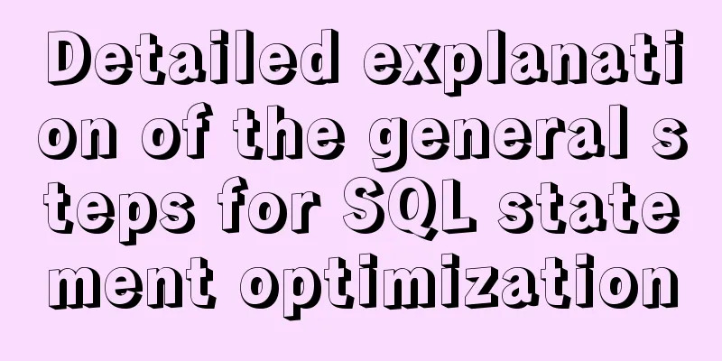 Detailed explanation of the general steps for SQL statement optimization