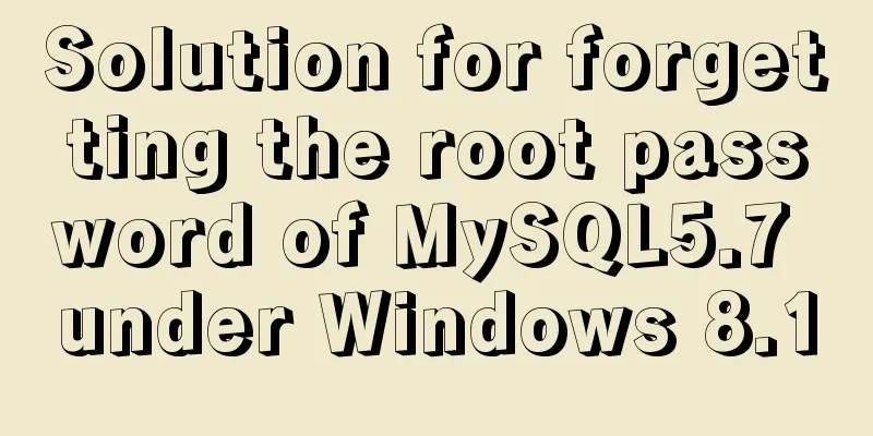 Solution for forgetting the root password of MySQL5.7 under Windows 8.1