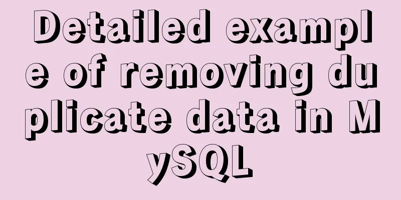 Detailed example of removing duplicate data in MySQL