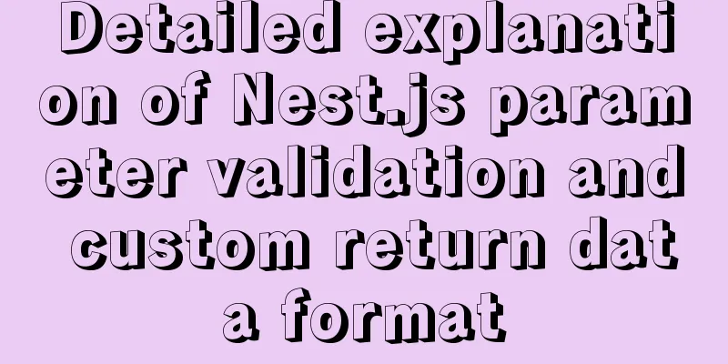 Detailed explanation of Nest.js parameter validation and custom return data format