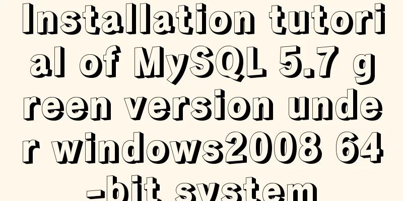 Installation tutorial of MySQL 5.7 green version under windows2008 64-bit system