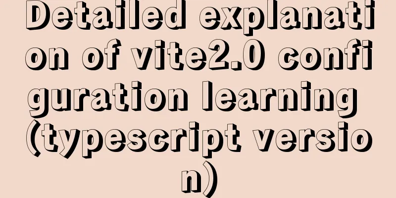 Detailed explanation of vite2.0 configuration learning (typescript version)