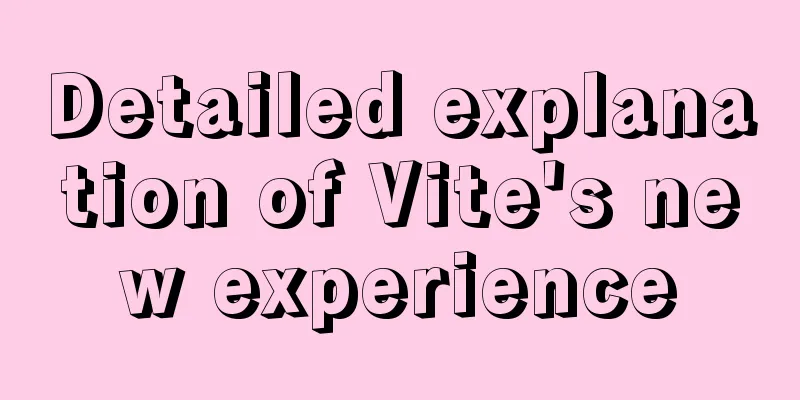 Detailed explanation of Vite's new experience