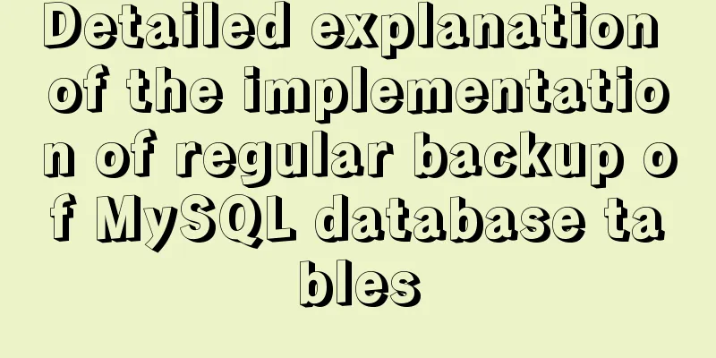 Detailed explanation of the implementation of regular backup of MySQL database tables